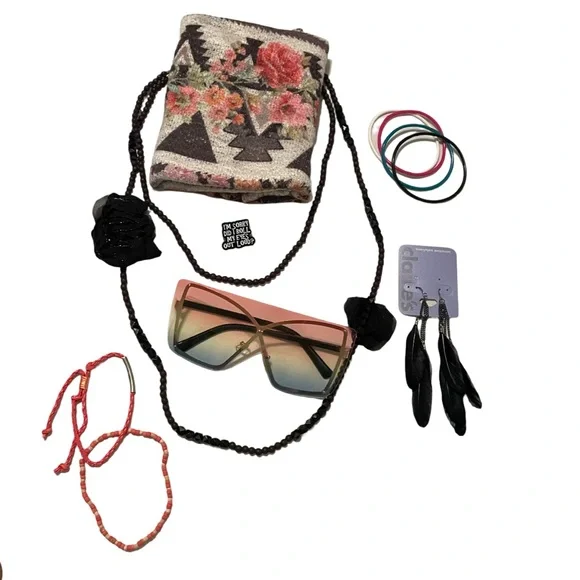 Bundle featuring Multicolor Floral Aztec Inspired Patterned Tank & Accessories - Picture 2 of 13